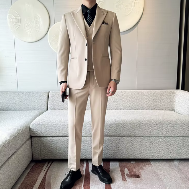 Two-Button Groomsmen Formal Wedding Business Slim-Fit Three-Piece Set - Image 11