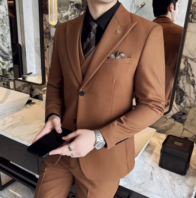 Two-Button Groomsmen Formal Wedding Business Slim-Fit Three-Piece Set - Image 17