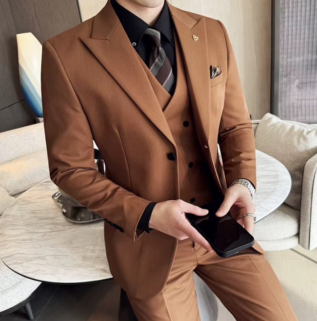 Two-Button Groomsmen Formal Wedding Business Slim-Fit Three-Piece Set - Image 18