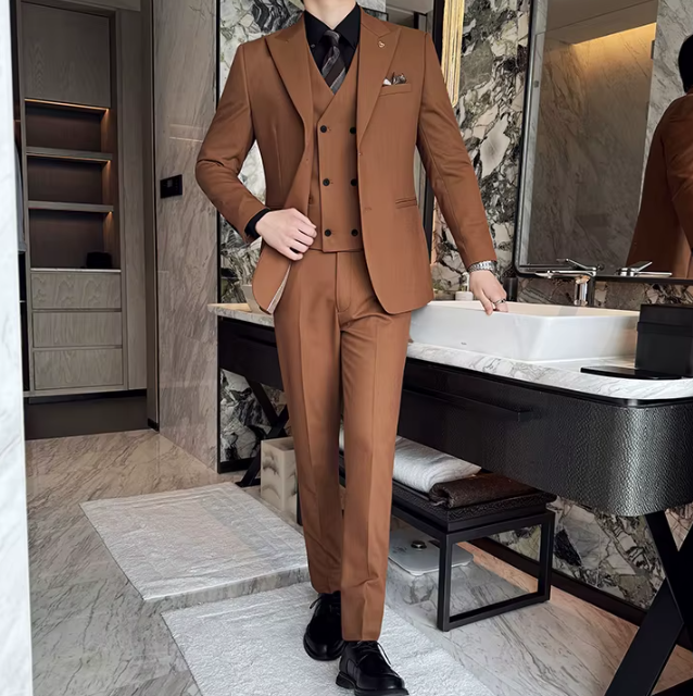 Two-Button Groomsmen Formal Wedding Business Slim-Fit Three-Piece Set - Image 20