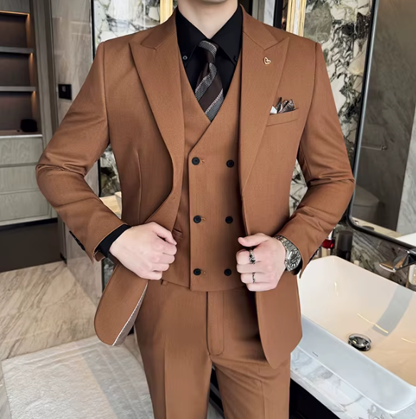 Two-Button Groomsmen Formal Wedding Business Slim-Fit Three-Piece Set - Image 21