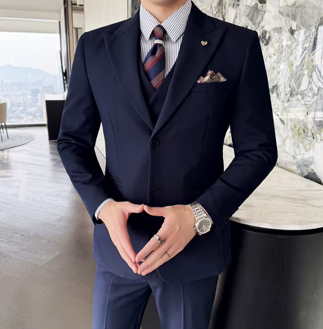 Two-Button Groomsmen Formal Wedding Business Slim-Fit Three-Piece Set - Image 26