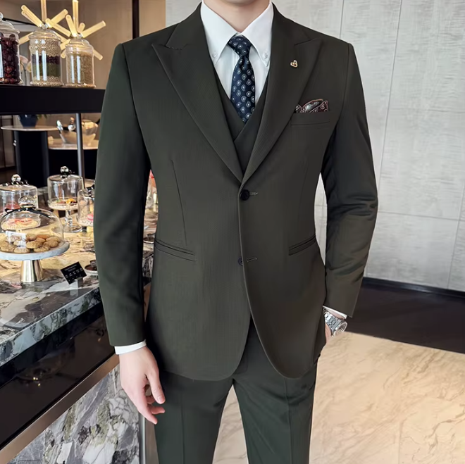 Two-Button Groomsmen Formal Wedding Business Slim-Fit Three-Piece Set - Image 27