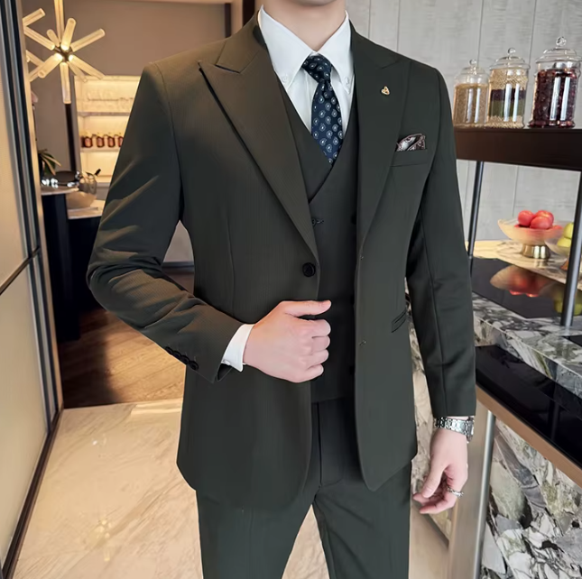 Two-Button Groomsmen Formal Wedding Business Slim-Fit Three-Piece Set - Image 28