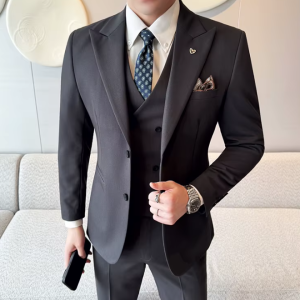 Two-Button Groomsmen Formal Wedding Business Slim-Fit Three-Piece Set