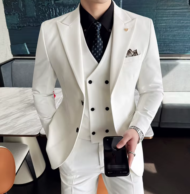 Two-Button Groomsmen Formal Wedding Business Slim-Fit Three-Piece Set - Image 5