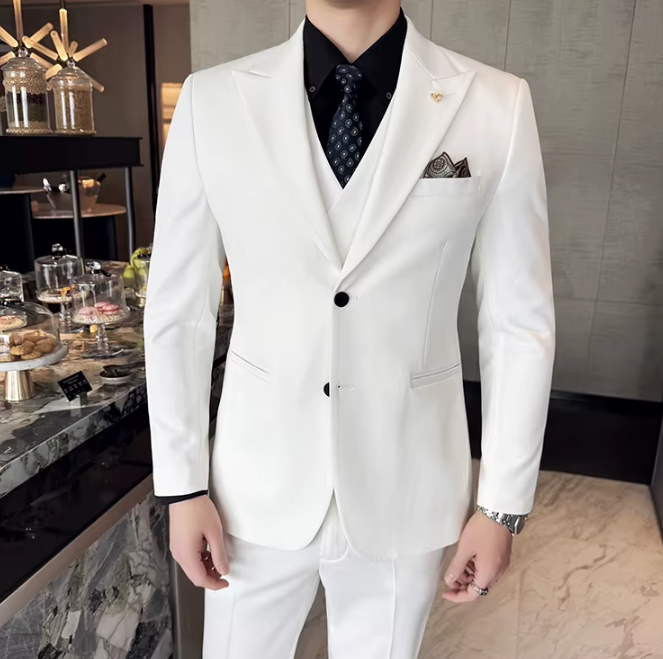 Two-Button Groomsmen Formal Wedding Business Slim-Fit Three-Piece Set - Image 6