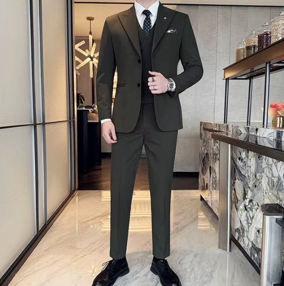 Two-Button Groomsmen Formal Wedding Business Slim-Fit Three-Piece Set - Image 29