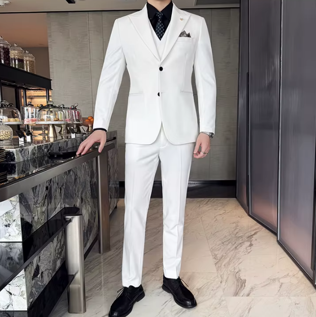 Two-Button Groomsmen Formal Wedding Business Slim-Fit Three-Piece Set - Image 7