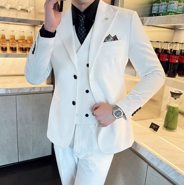 Two-Button Groomsmen Formal Wedding Business Slim-Fit Three-Piece Set - Image 8