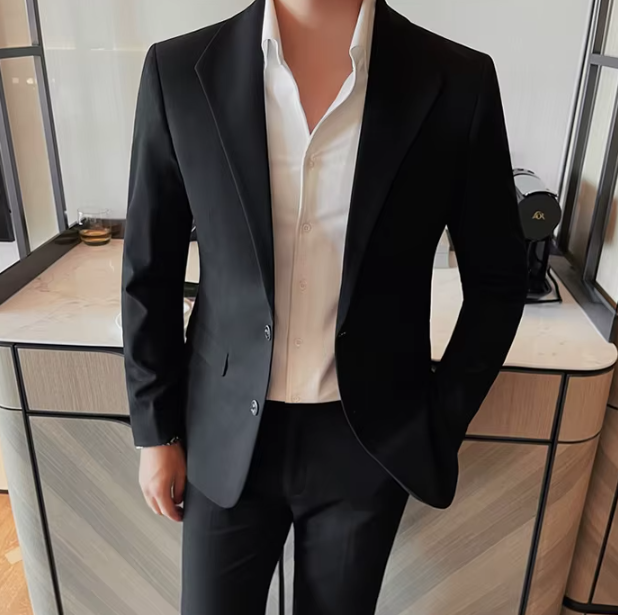 Two Buttons Business Blazer Jackets For Men Formal Wear Slim Fit Casual Suit Coats - Image 13