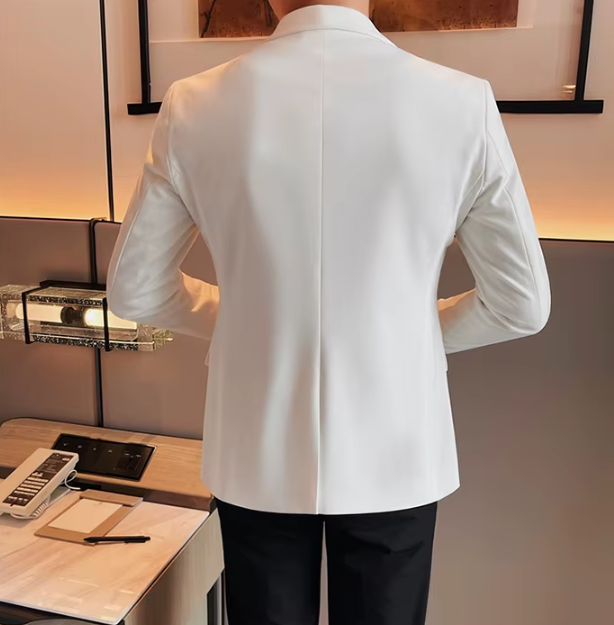 Two Buttons Business Blazer Jackets For Men Formal Wear Slim Fit Casual Suit Coats - Image 10