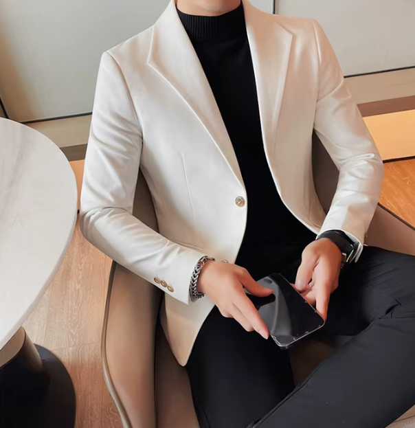 Two Buttons Business Blazer Jackets For Men Formal Wear Slim Fit Casual Suit Coats - Image 6