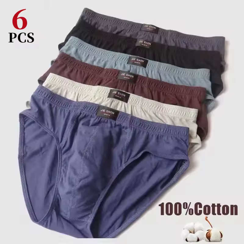6Pcs Underwear Cotton Middle-Aged Briefs Boxer High-stretch Mid-waist Pants