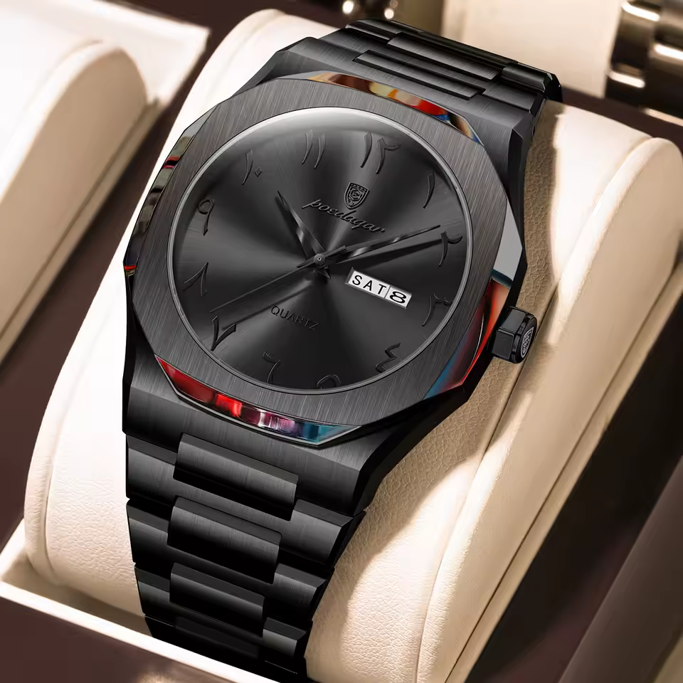 Waterproof Luxury Week Calendar Quartz Stainless Steel Fashion Men's Watches - Image 4