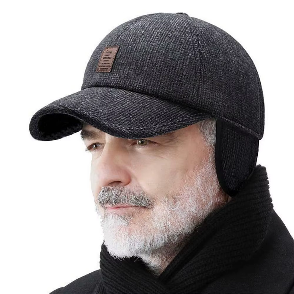 Winter Baseball Warm Windproof Thickened Woolen Knitted Ear Protection Adjustable Outdoor Cap