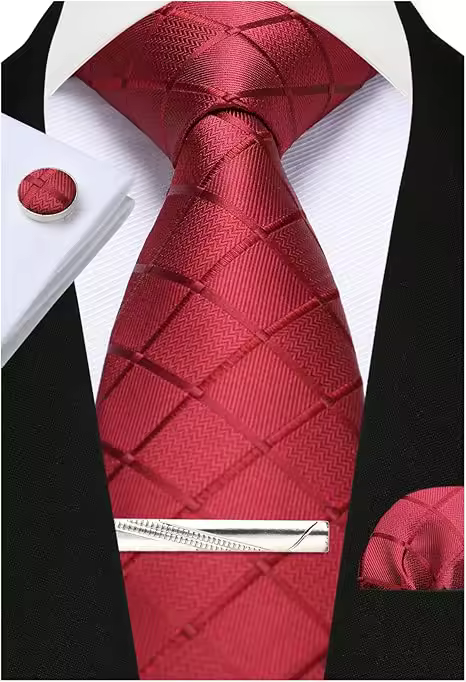 Woven Classic Formal Wedding Men's Necktie Pocket Square Set - Image 9