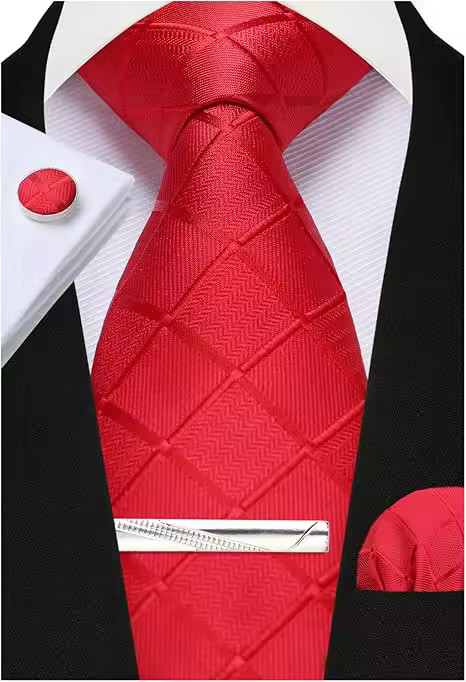 Woven Classic Formal Wedding Men's Necktie Pocket Square Set