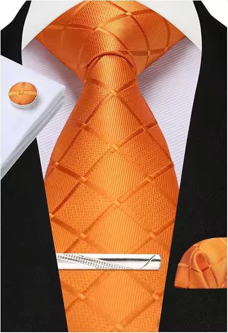 Woven Classic Formal Wedding Men's Necktie Pocket Square Set - Image 5