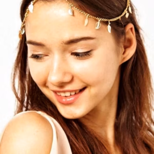 1Pc Metallic Multi-Layer Decorative Accessory Leaf Chain Hair Band