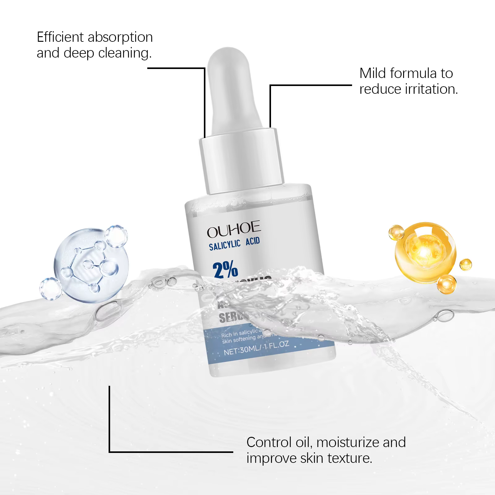 2% Salicylic Acid Serum Tighten Delicate Pore Facial Essence Hydrating Gentle Shrinking Serum - Image 7