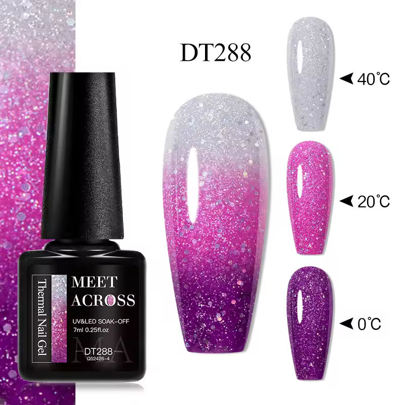 3 Layers Color Changing Gel Soak Off UV Painting 7ml Thermal Glitter Gel Nail Polish - Image 6