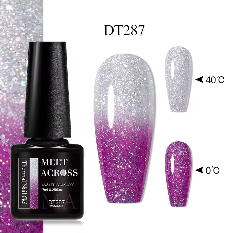 3 Layers Color Changing Gel Soak Off UV Painting 7ml Thermal Glitter Gel Nail Polish - Image 7