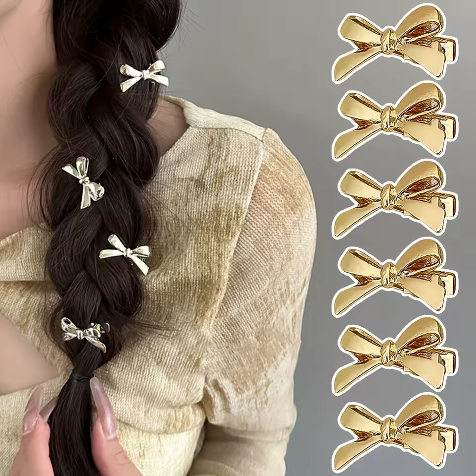 6 Pieces Bow Mini Sweet and Cool Girl Bangs Hairpins and Hair Accessories