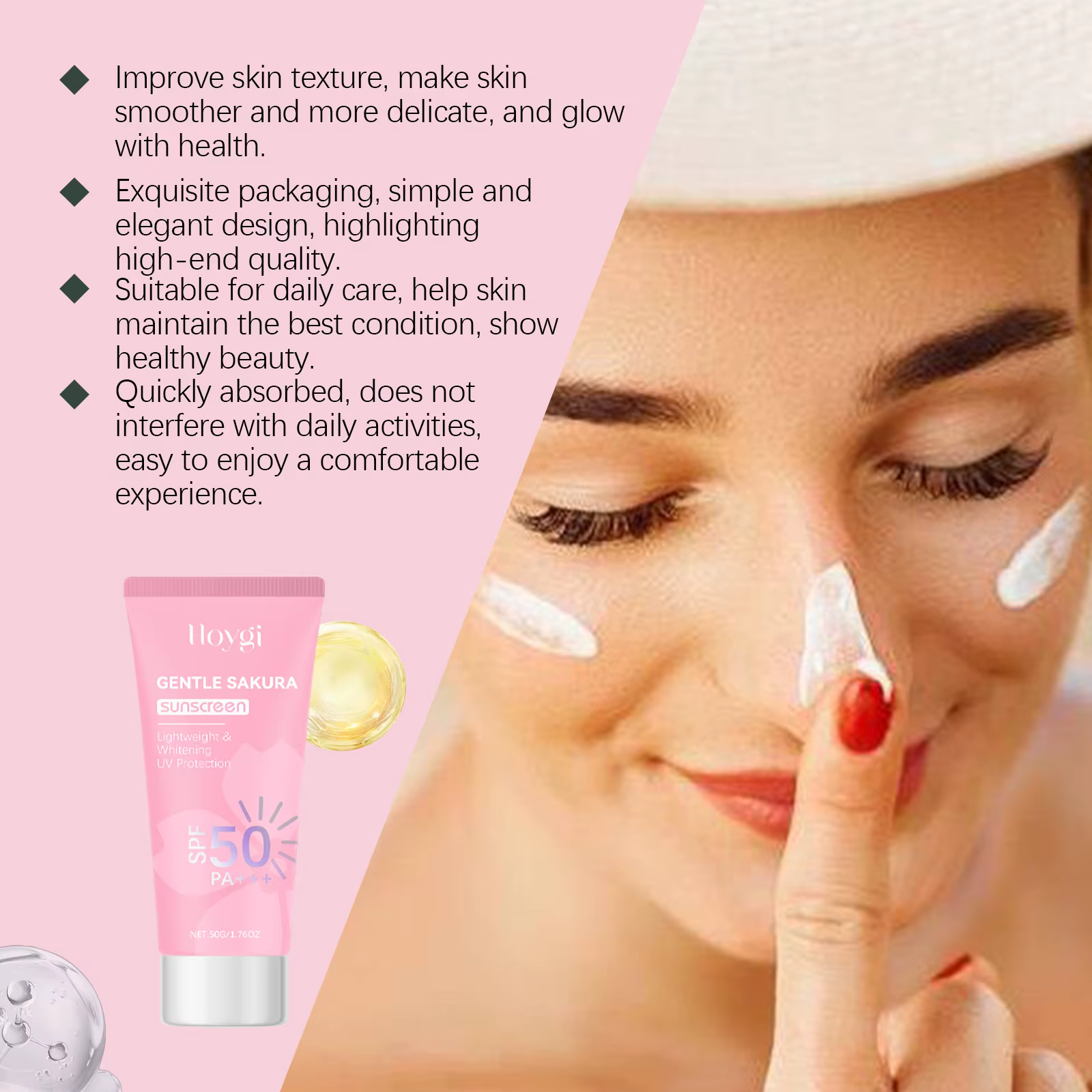 Anti Oxidant Oil Control Cherry Blossom Spf 50+ Long-Lasting Anti UV Anti-Aging Sunscreen Cream