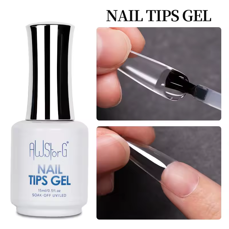 Art Transparent Nail Tips Fast Extension 3 IN 1 Function 15ML Nail Tips Glue Gel