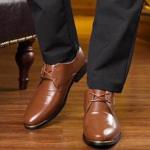 Business Style Breathable Wedding Wear-resistant Leather Lace-Up Shoes