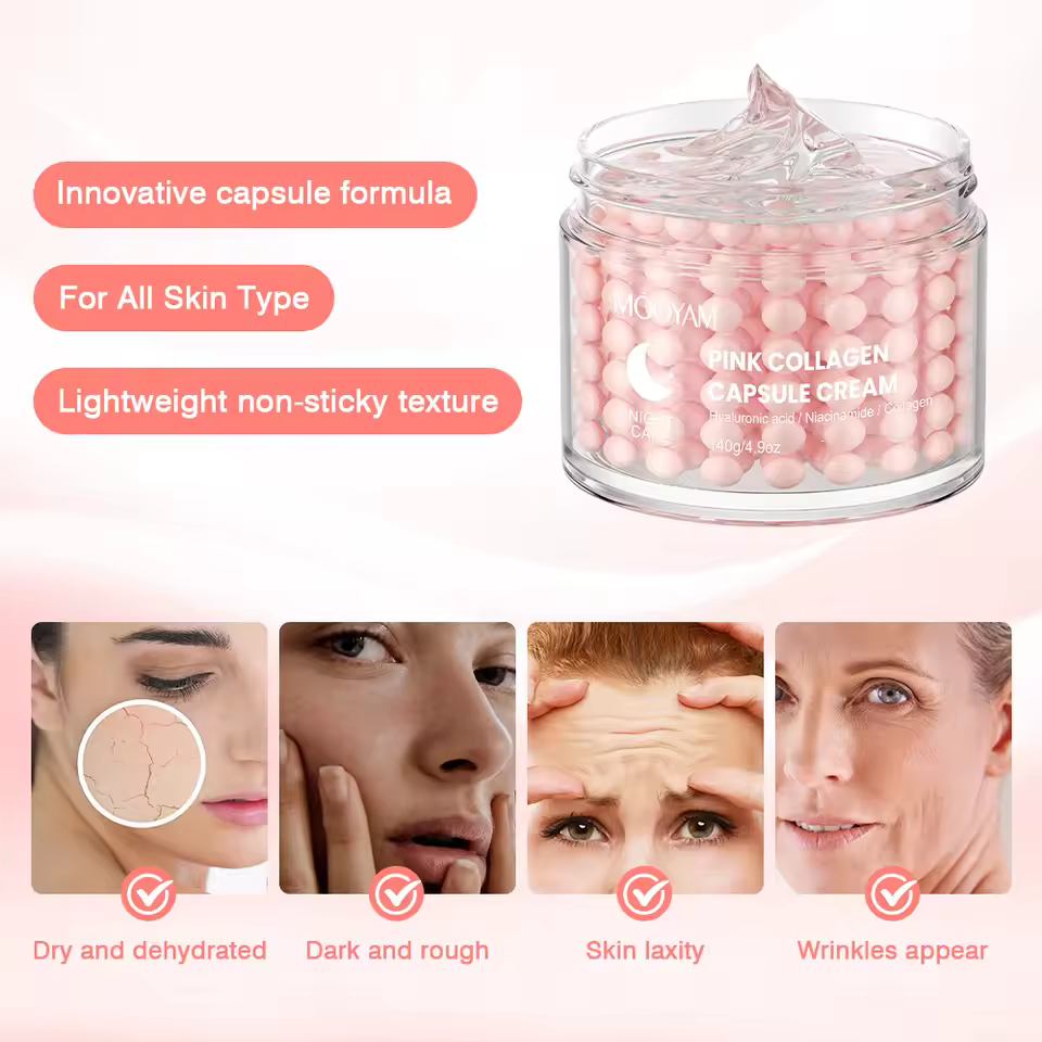 Collagen Capsule Cream Suitable for All Type Skins Moisturizing Firming Night Care 140g Facial Cream - Image 3