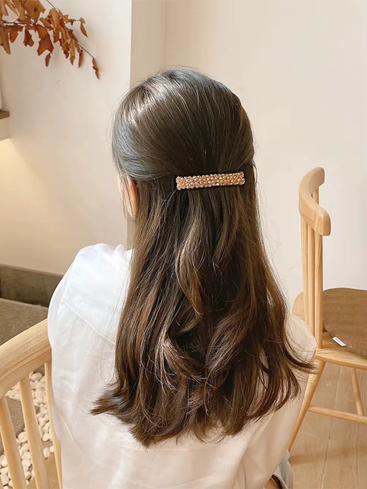 Crystal Hair Clips Pins Handmade Beads Hair Barrettes Simple Hair Accessories