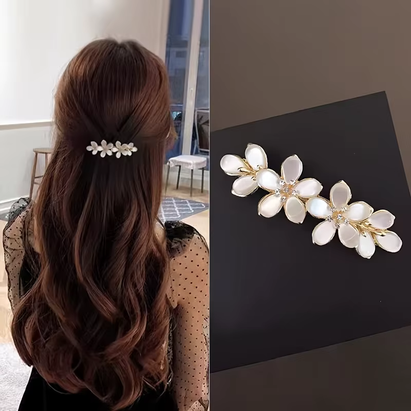 Elegant Floral Rhinestone Accents Bridal Hair Accessory For Half-Up Hairstyles