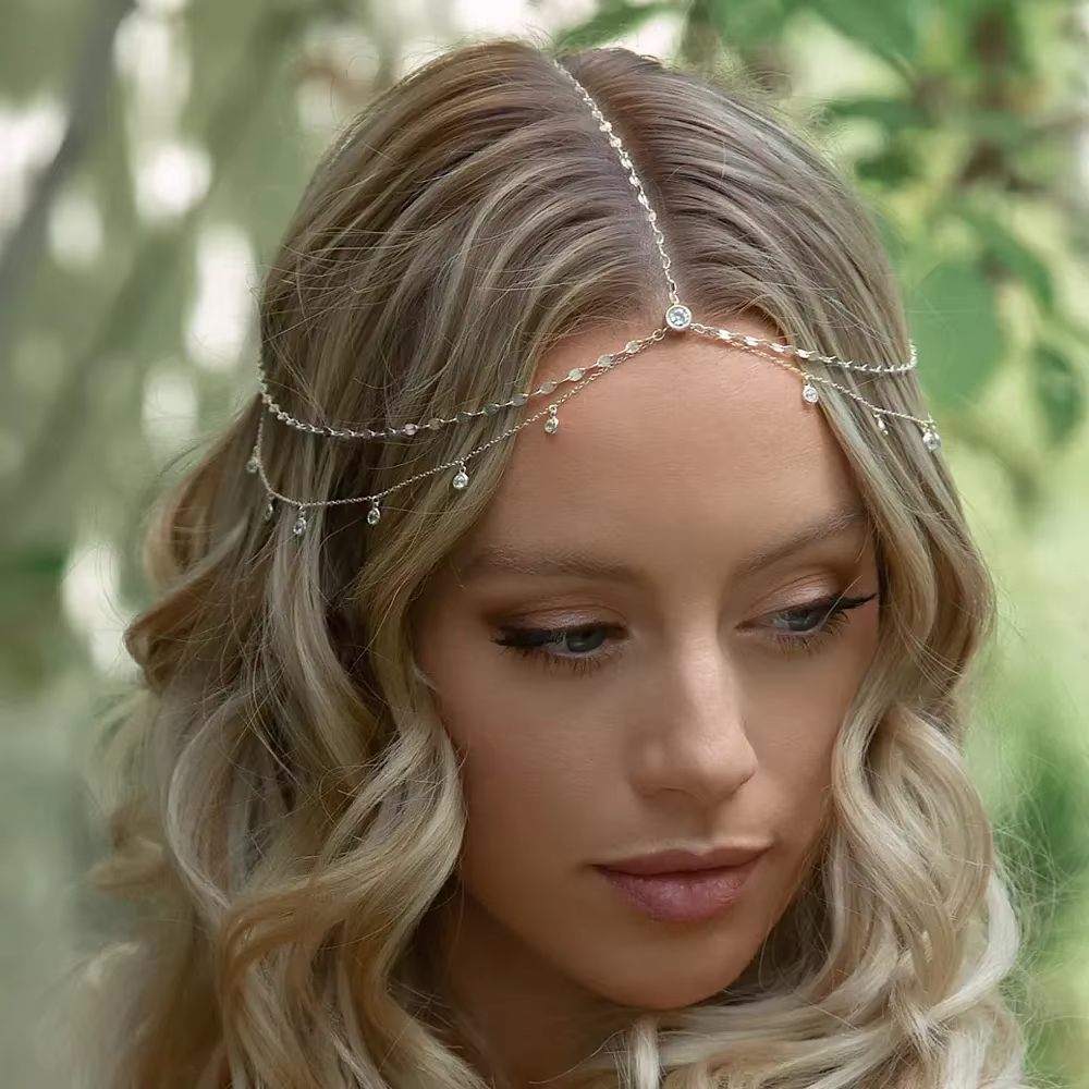 Elegant Headpiece Bling Boho Crystal Head Chain Wedding Hair Accessories