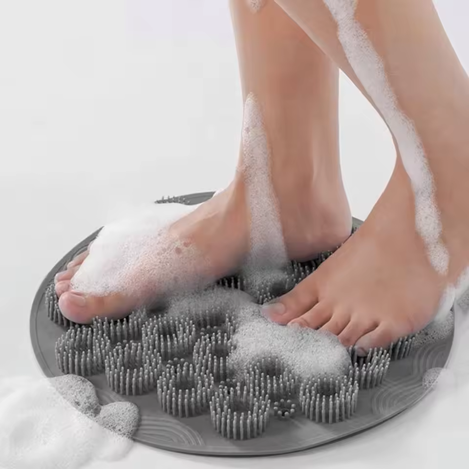 Exfoliating Silicone Massage Pad Wall Mounted Shower Foot And Back Scrubber