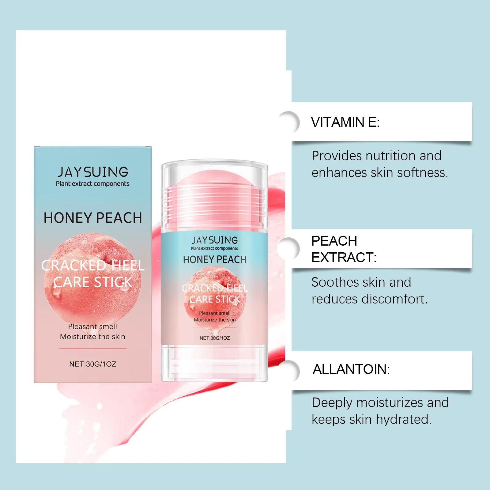 Exfoliation Cracked Heel Repair Balm Stick Dry Feet Hydrating Gentle Peach Foot Cream - Image 6