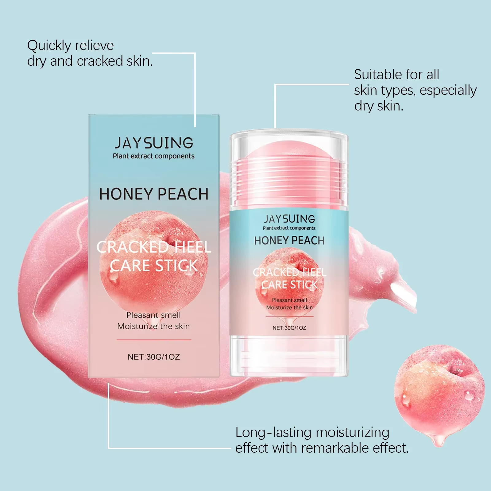 Exfoliation Cracked Heel Repair Balm Stick Dry Feet Hydrating Gentle Peach Foot Cream - Image 8