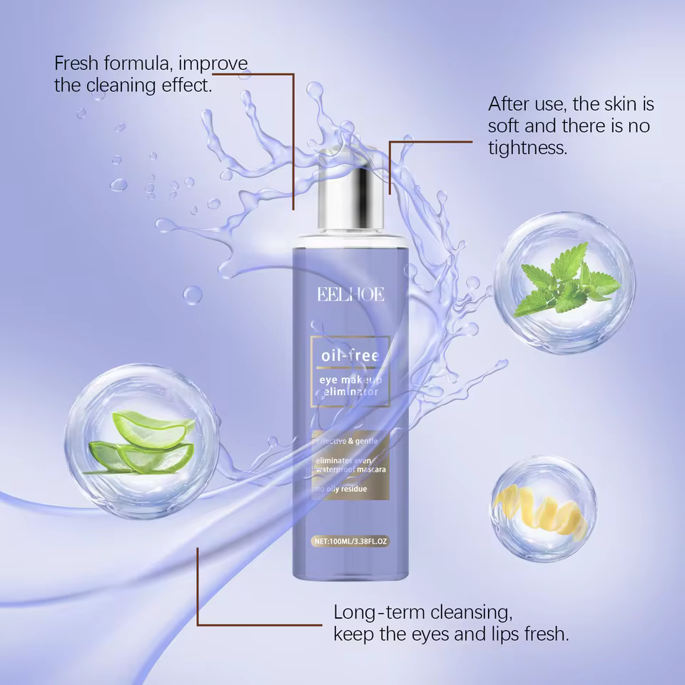 Eye and Lip Makeup Remover Gently Cleanses Skin Refreshing Facial and Lip Three in One Cleansing Makeup Remover - Image 4
