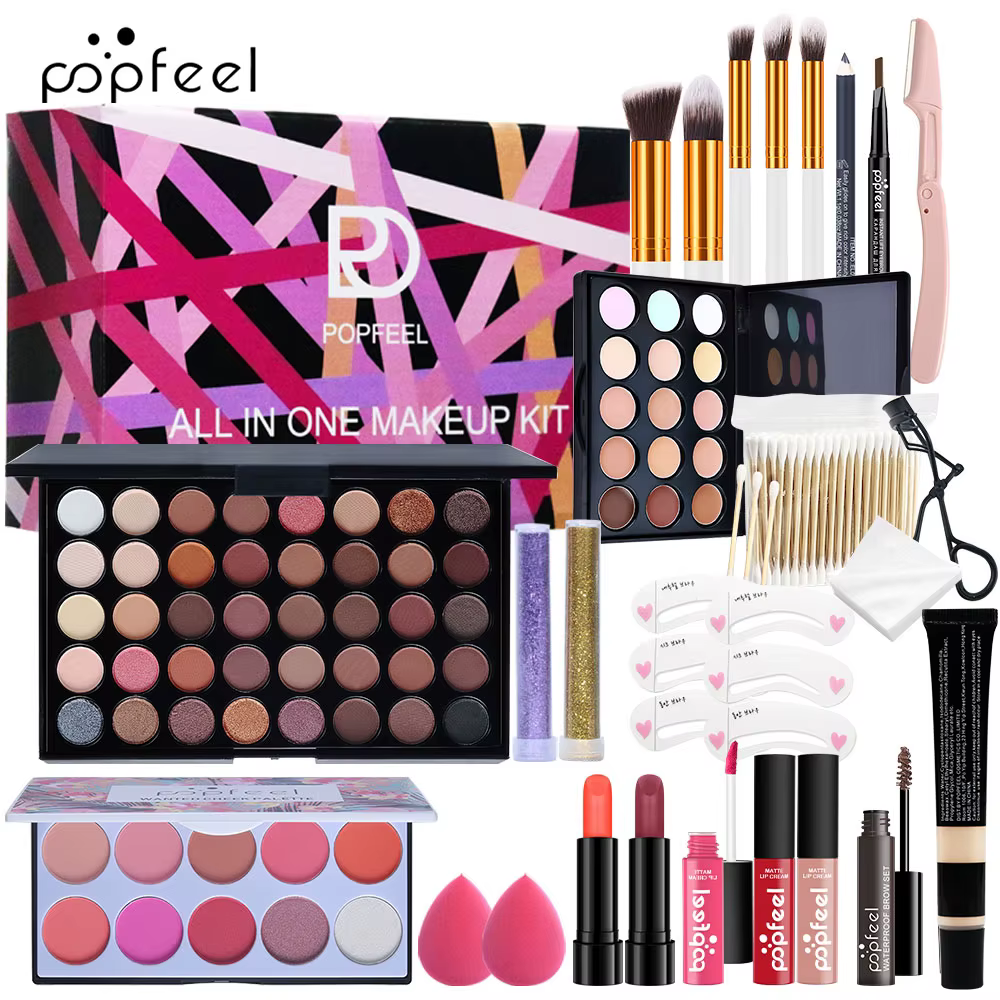 Eyeshadow Blush and Foundation All in One Cosmetics Gift Set Complete Makeup Kit