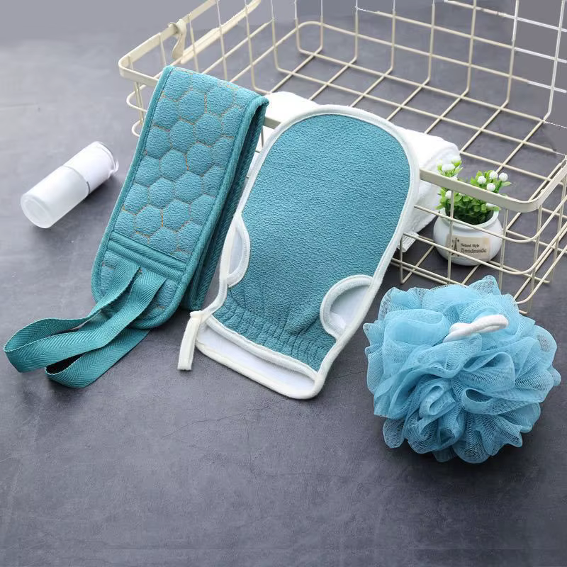 Flower Household Long Rub And Bath Artifact 3 Colors Three-Piece Bath Set Back Towel