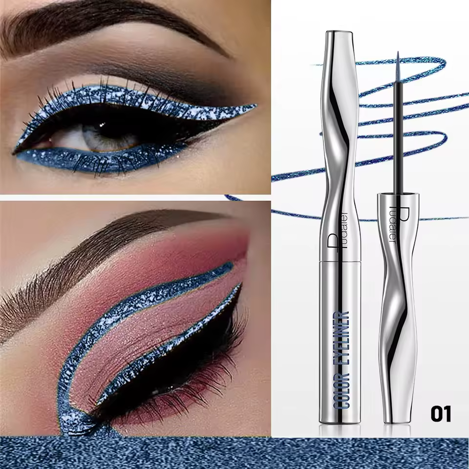 Glitter Powder Eyeliner Liquid Pen Waterproof Sweat Proof Not Easy to Smudge Not Caking Colorful Liquid Eyeliner
