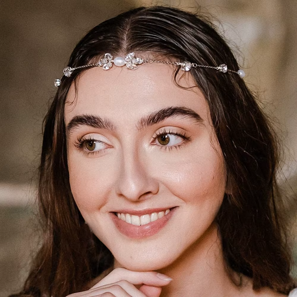 Luxury Geometric Crystal High-grade Horse Eye Rhinestone Pearl Head Chain