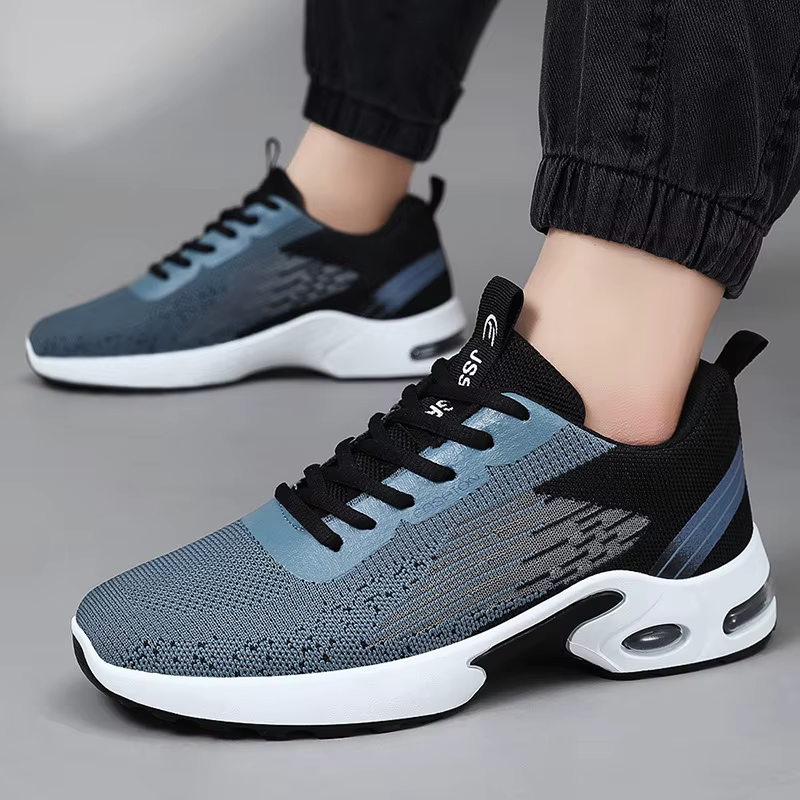 Men's Casual Breathable Mesh Air-Cushioned Soft-Soled Color-Blocked Fashionable Sports Shoe