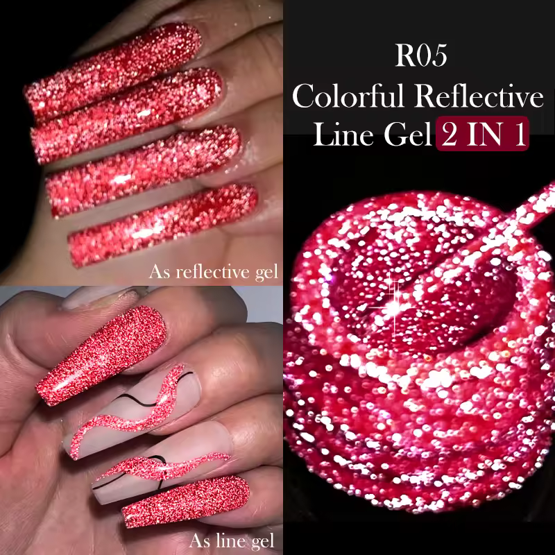 Reflective Glitter Liner Gel Bright Sparkling Semi Permanent Nail Polish - Image 4