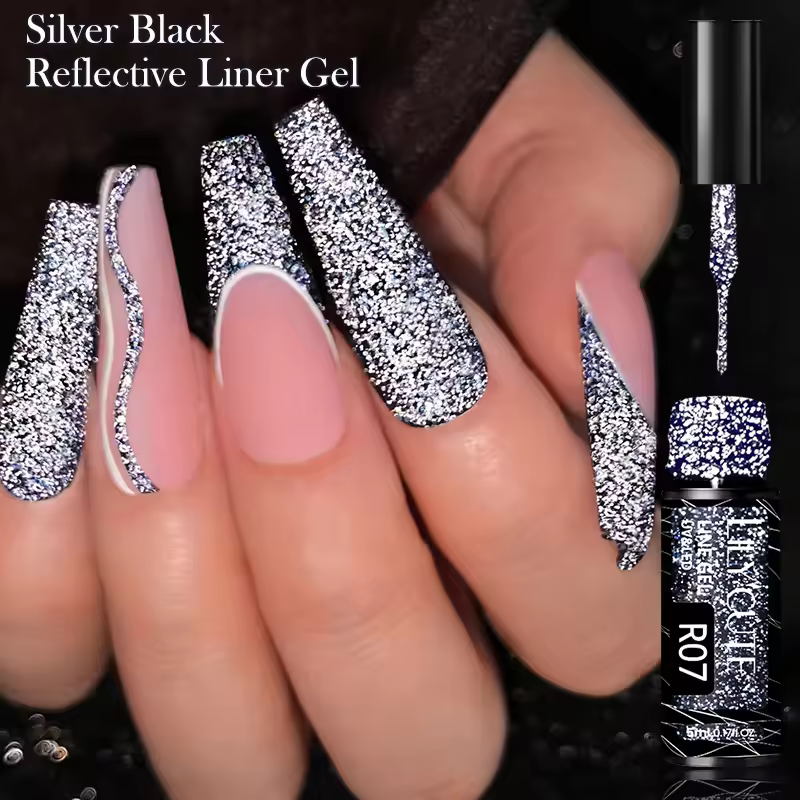 Reflective Glitter Liner Gel Bright Sparkling Semi Permanent Nail Polish - Image 3