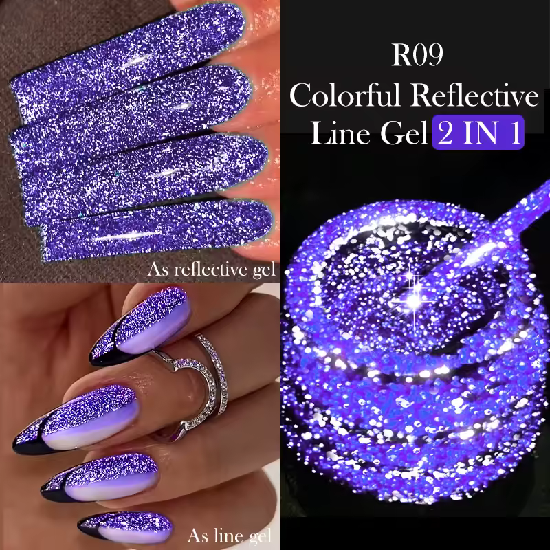 Glitter Reflective Liner Gel Bright Sparkling Semi Permanent Nail Polish