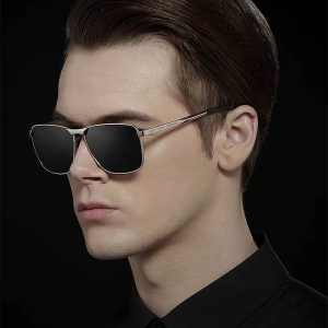 Square Full Gold Frame Polarized UV Protective Sunglasses