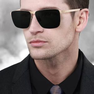 Sunglasses Square Stainless Steel High-Definition Nylon Lenses Polarized Glasses