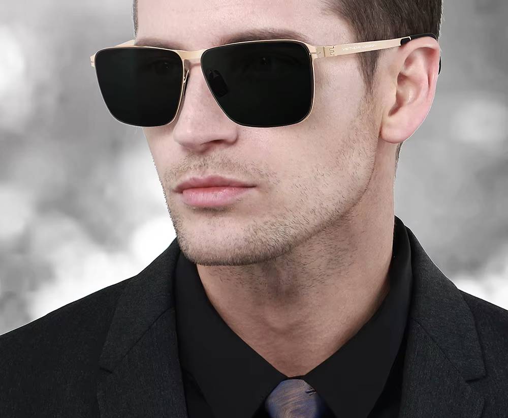 Sunglasses Square Stainless Steel High-Definition Nylon Lenses Polarized Glasses